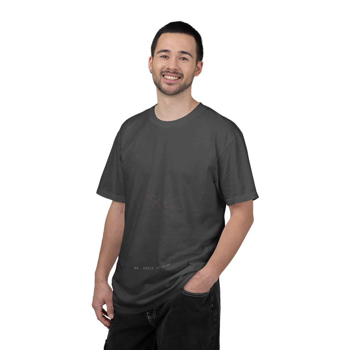 Tricou cu print pe spate „AIA E." — bumbac greu, garment-dyed