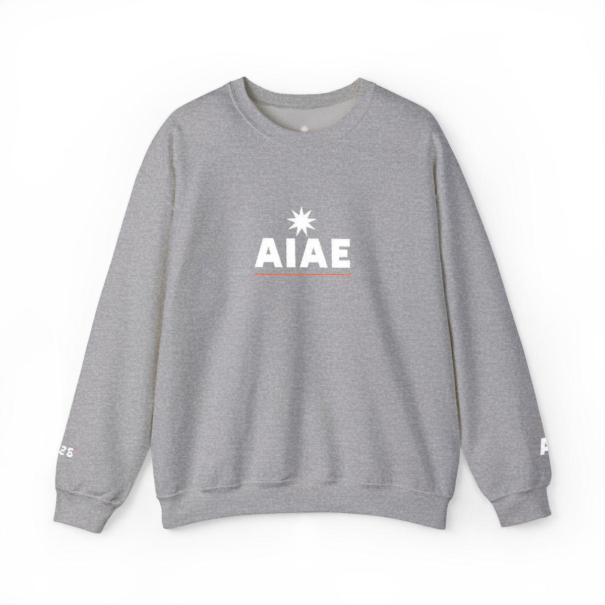 Bluză crewneck brodată AIAE — wordmark cu linie roșie