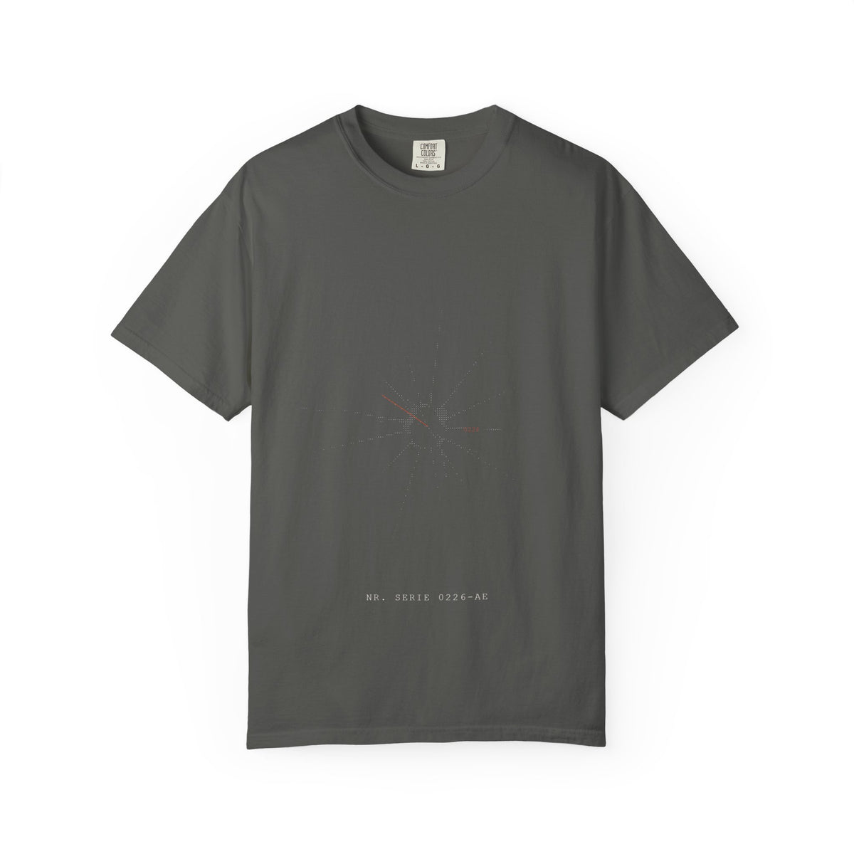Tricou cu print pe spate „AIA E." — bumbac greu, garment-dyed