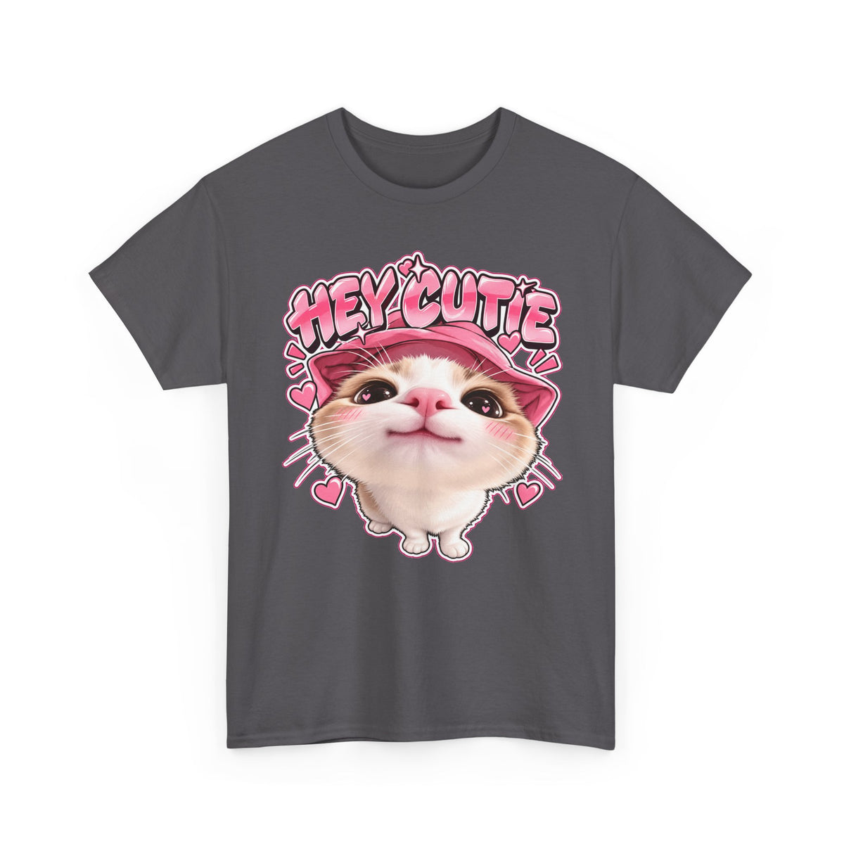 Tricou cu print „HEY CUTIE." — bumbac 100%, unisex
