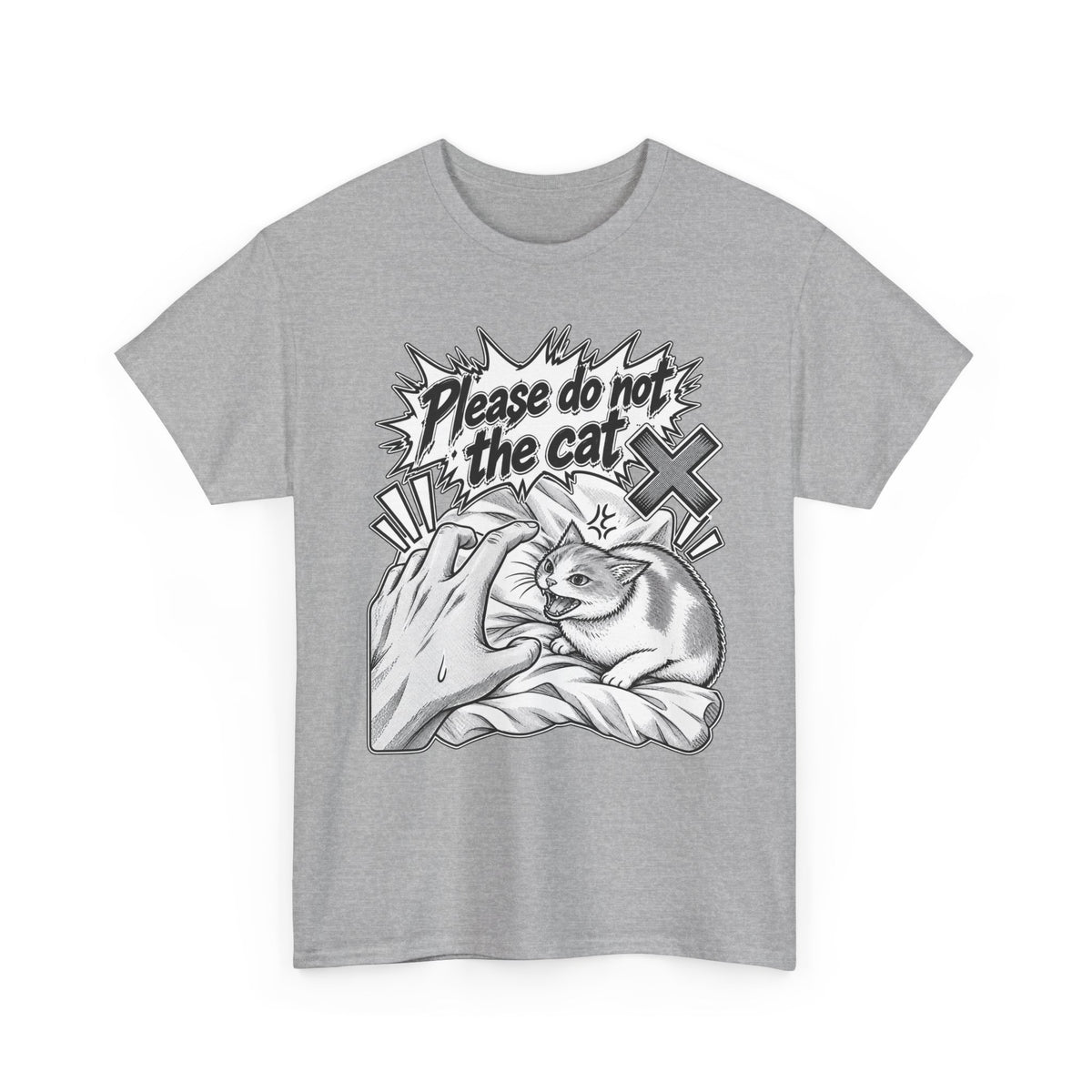 Tricou cu print „PLEASE DO NOT THE CAT" — bumbac 100%, unisex