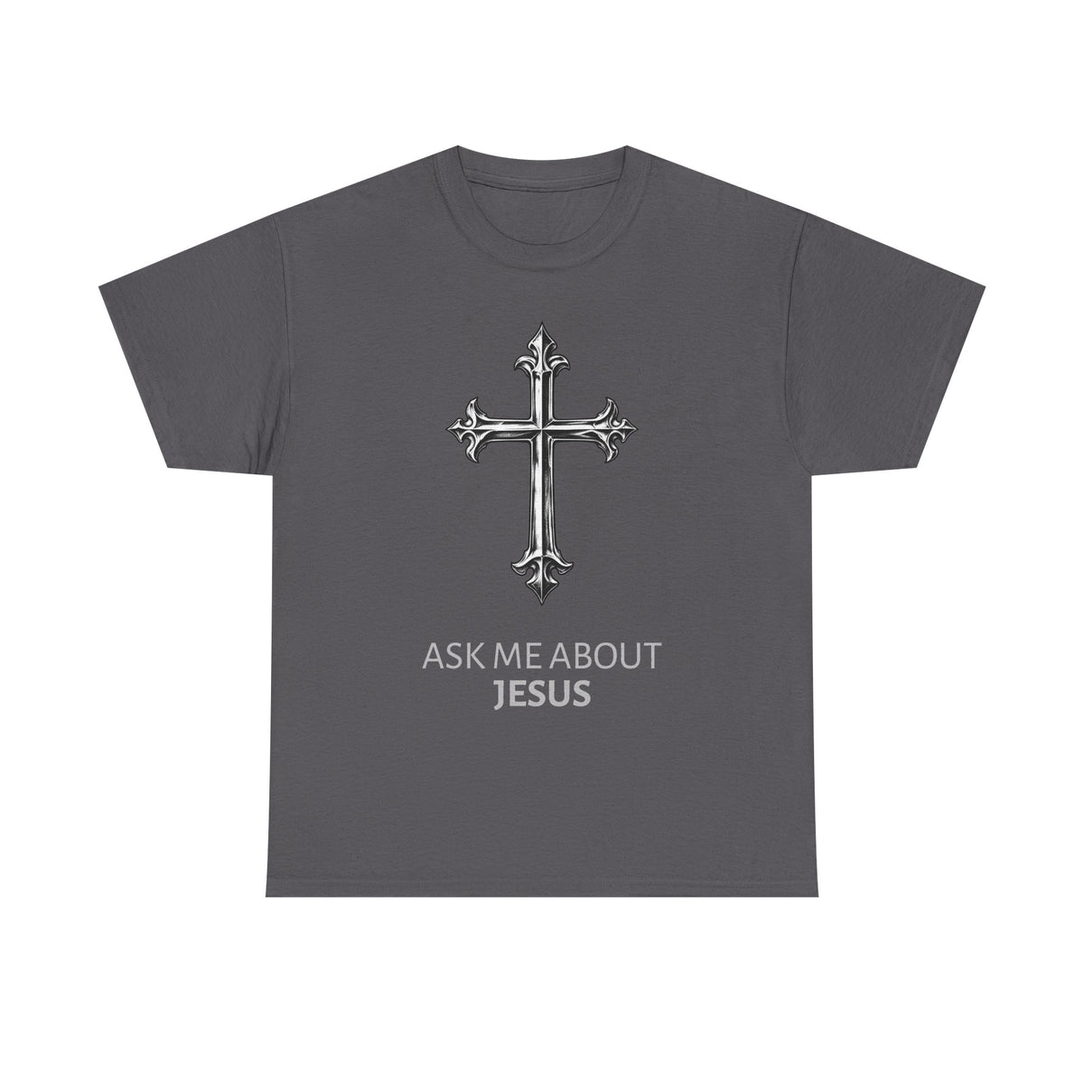 Tricou cu print „ASK ME ABOUT JESUS" — bumbac 100%, unisex