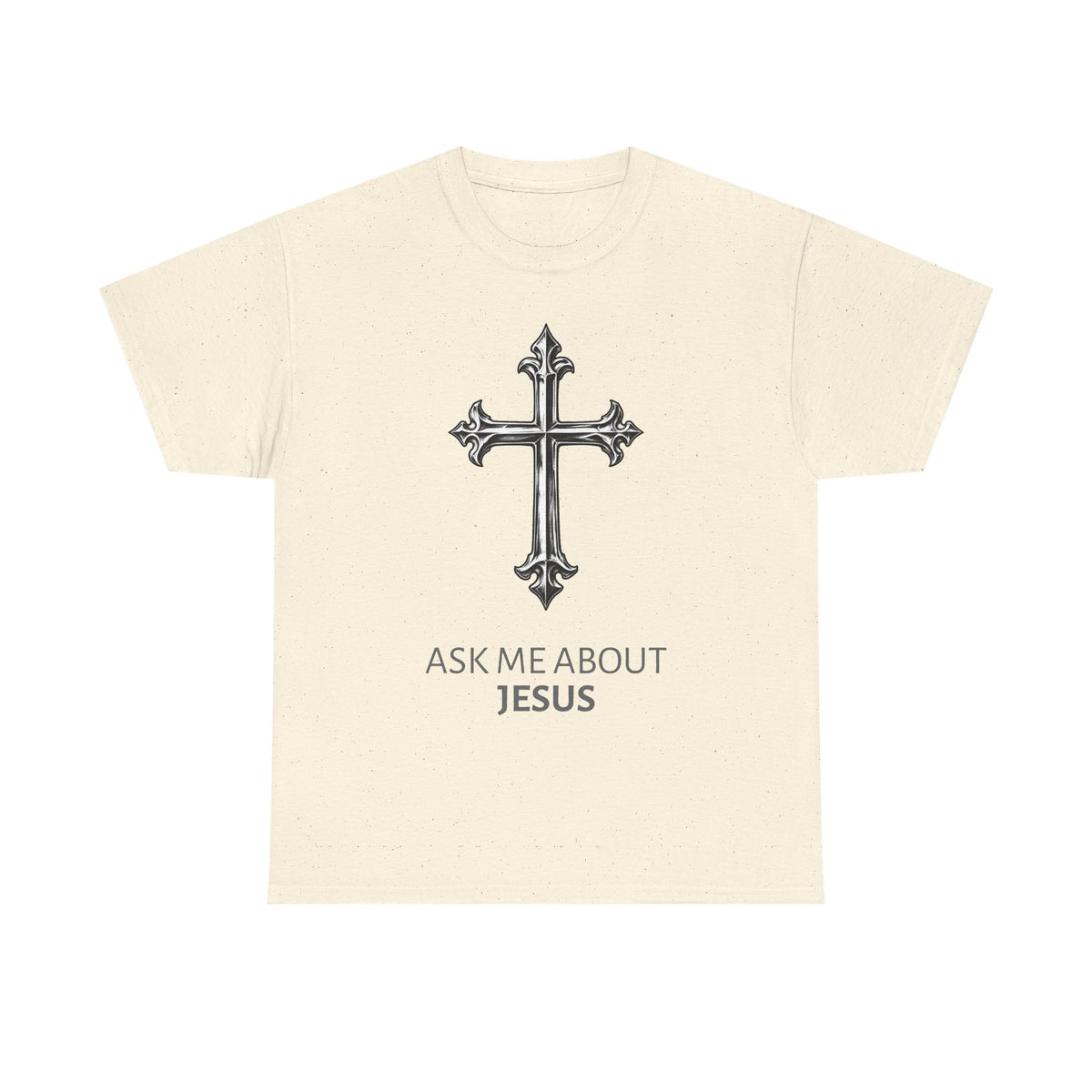 Tricou cu print „ASK ME ABOUT JESUS" — bumbac 100%, unisex