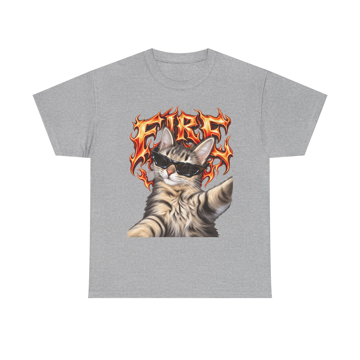 Tricou cu print „FIRE" — bumbac 100%, unisex