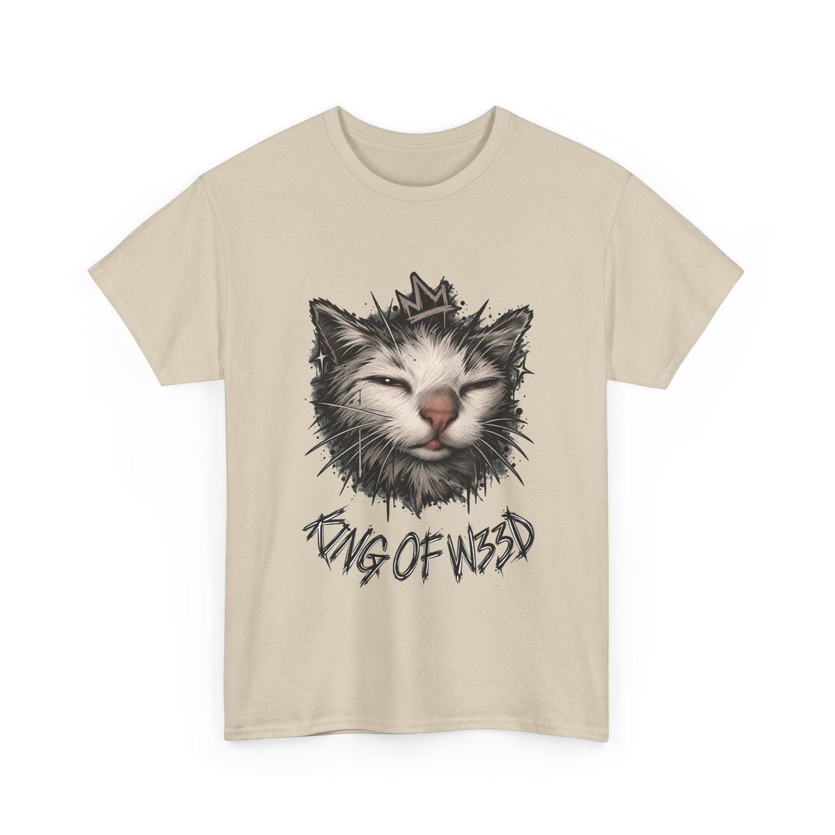 Tricou cu print „KING OF W33D." — bumbac 100%, unisex