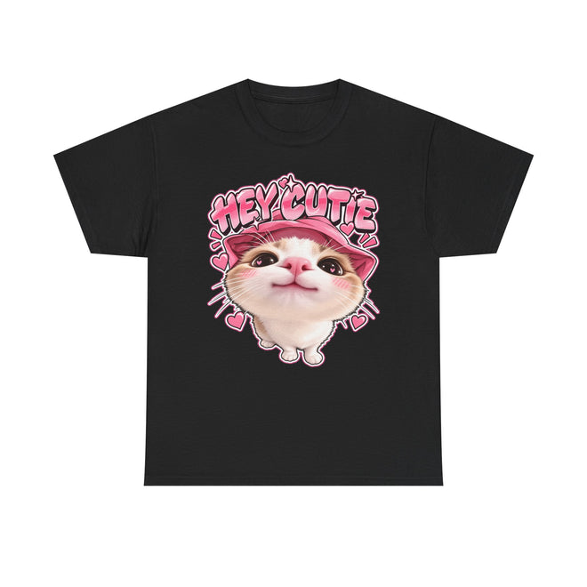 Tricou cu print „HEY CUTIE." — bumbac 100%, unisex