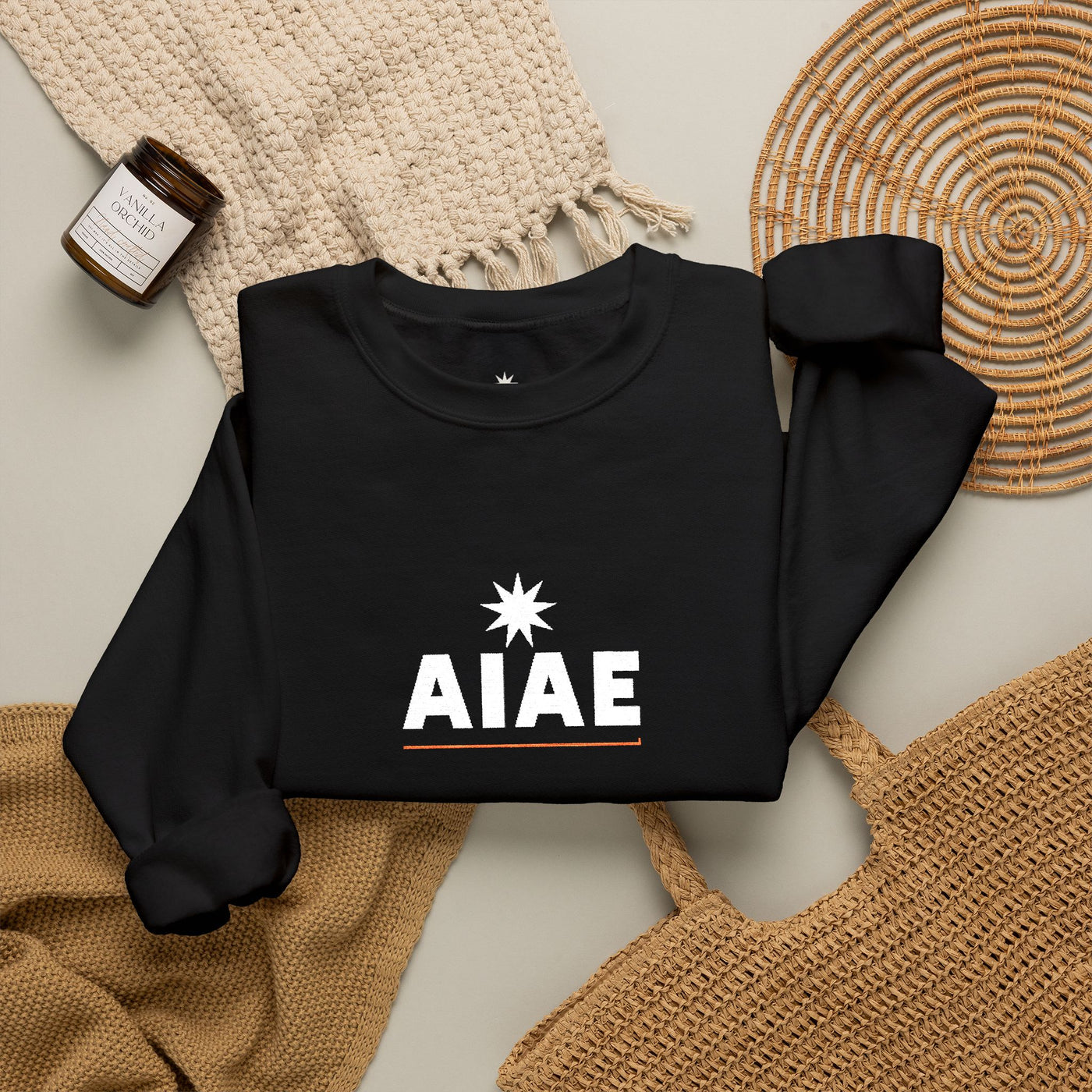 AIAE 01 — Embroidered Crewneck Minimal Wordmark