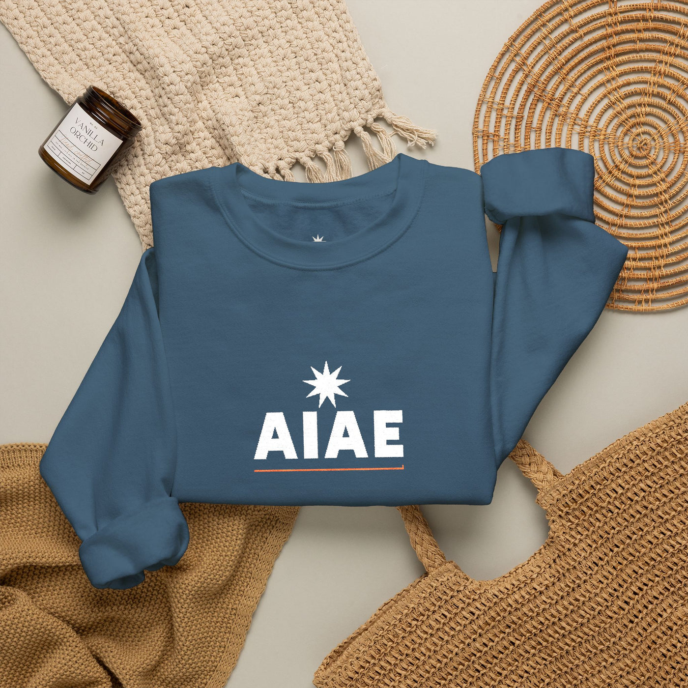 AIAE 01 — Embroidered Crewneck Minimal Wordmark