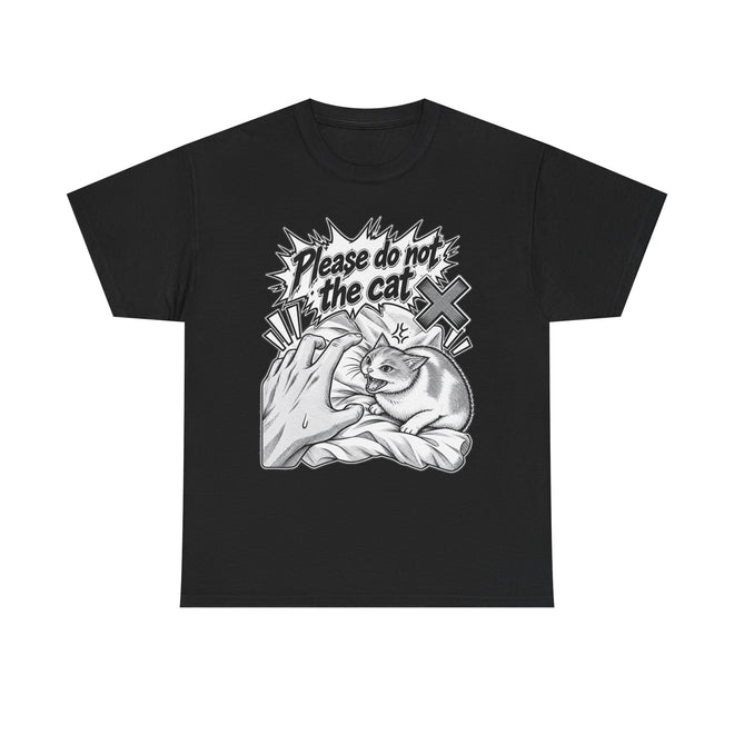 Tricou cu print „PLEASE DO NOT THE CAT" — bumbac 100%, unisex