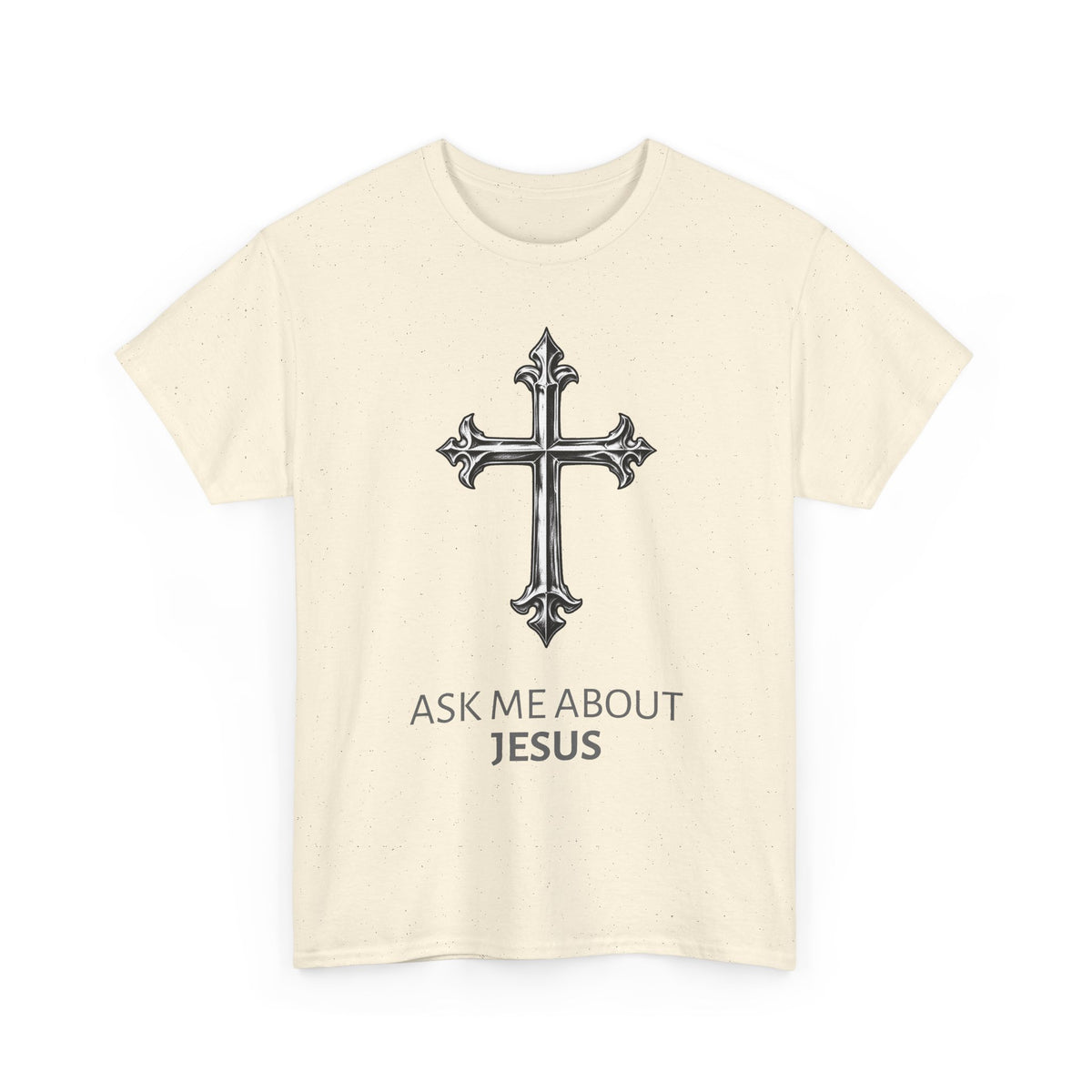 Tricou cu print „ASK ME ABOUT JESUS" — bumbac 100%, unisex