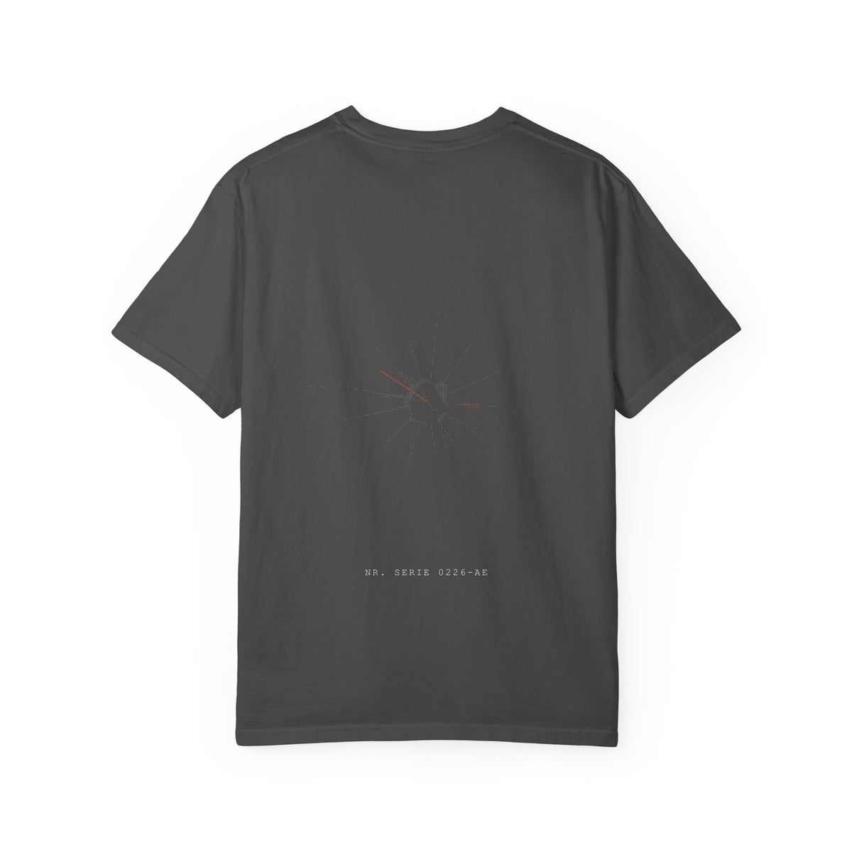 Tricou cu print pe spate „AIA E." — bumbac greu, garment-dyed
