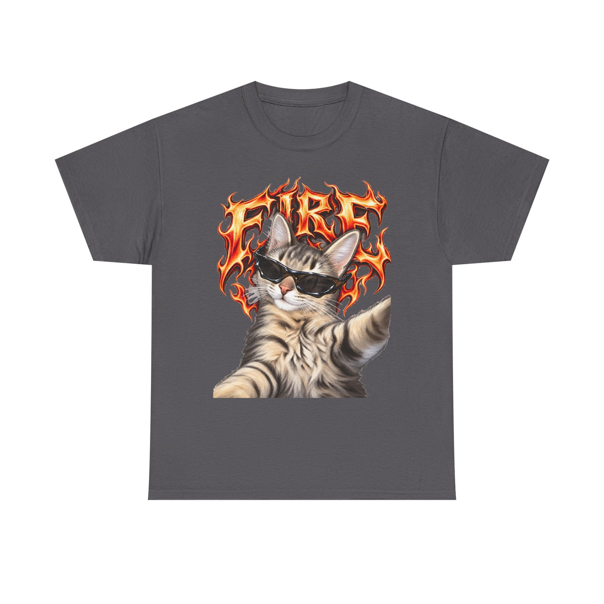 Tricou cu print „FIRE" — bumbac 100%, unisex