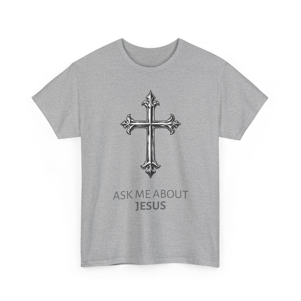 Tricou cu print „ASK ME ABOUT JESUS" — bumbac 100%, unisex