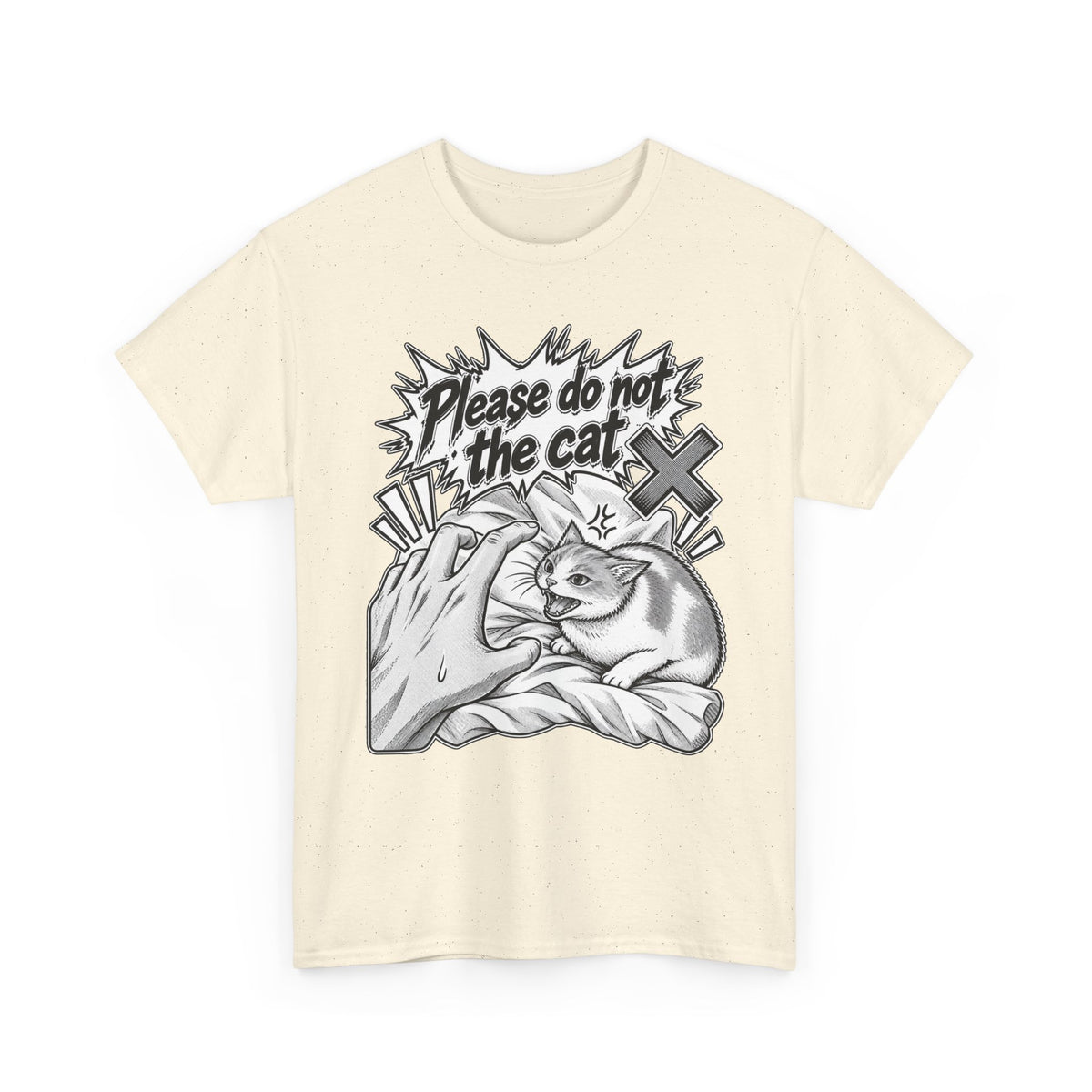 Tricou cu print „PLEASE DO NOT THE CAT" — bumbac 100%, unisex