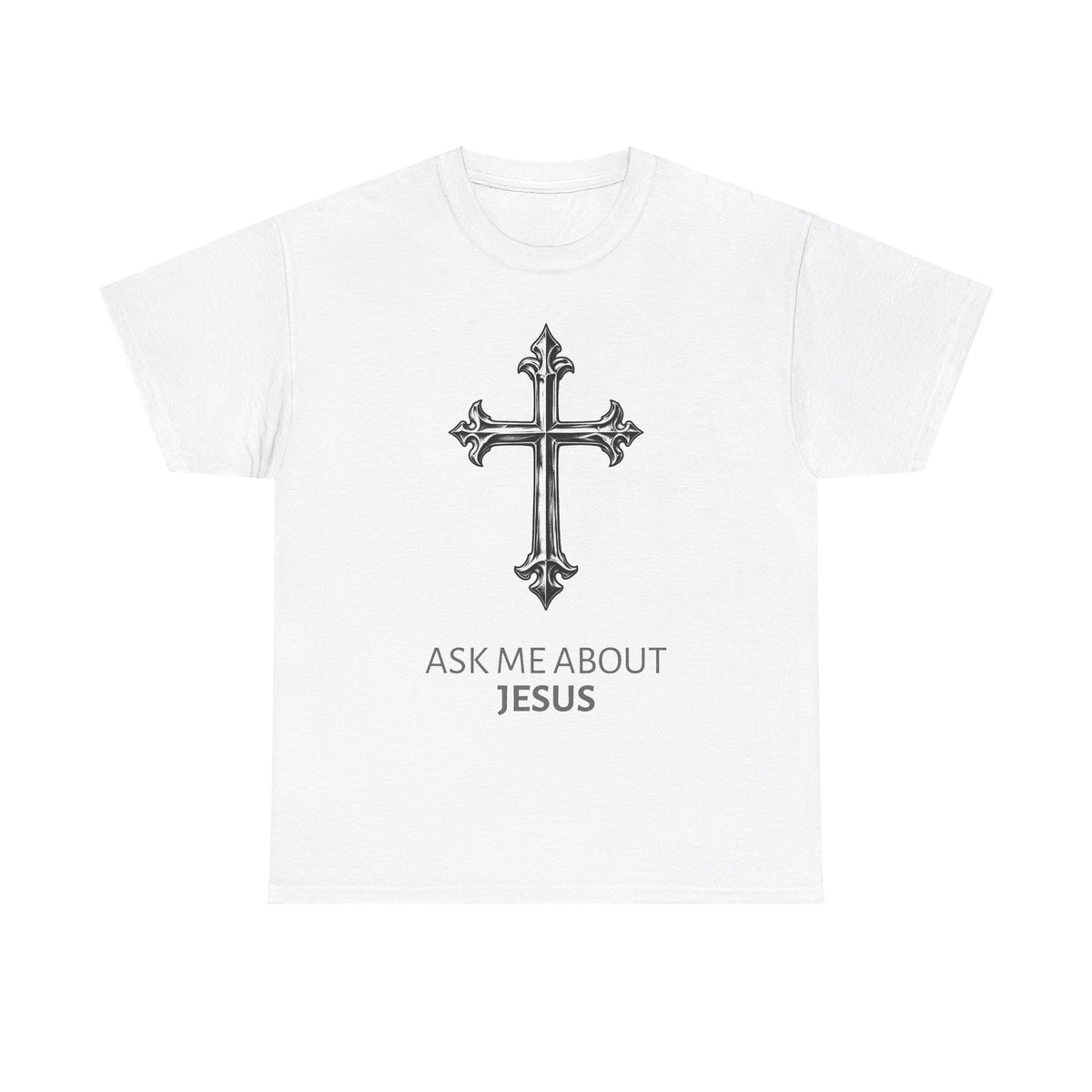 Tricou cu print „ASK ME ABOUT JESUS" — bumbac 100%, unisex