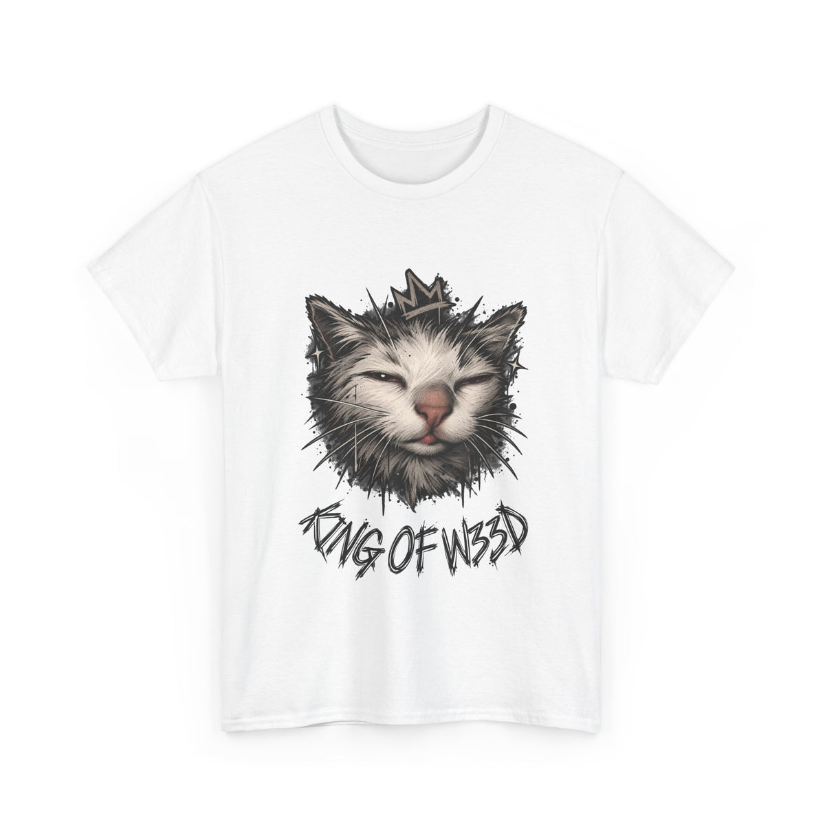 Tricou cu print „KING OF W33D." — bumbac 100%, unisex