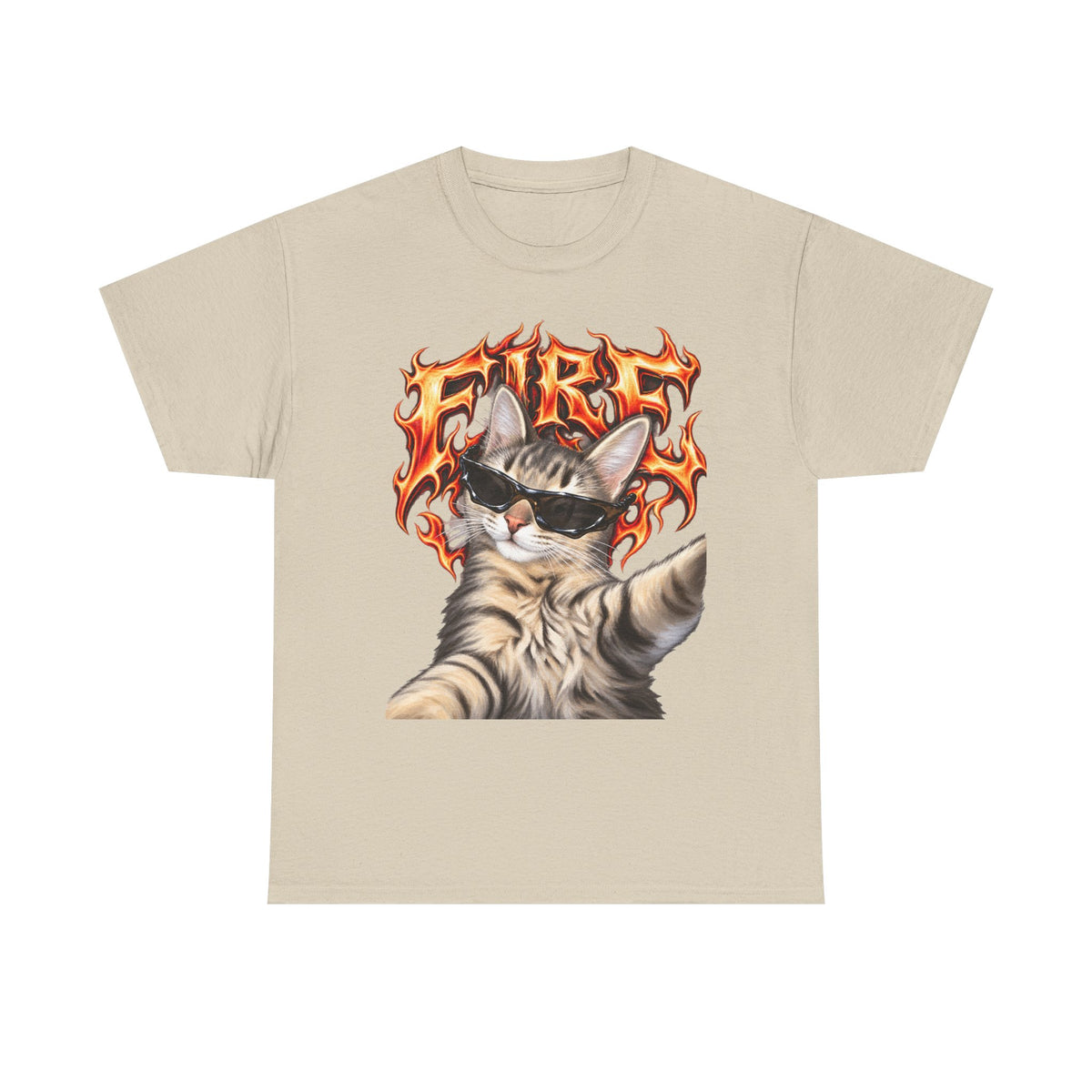 Tricou cu print „FIRE" — bumbac 100%, unisex