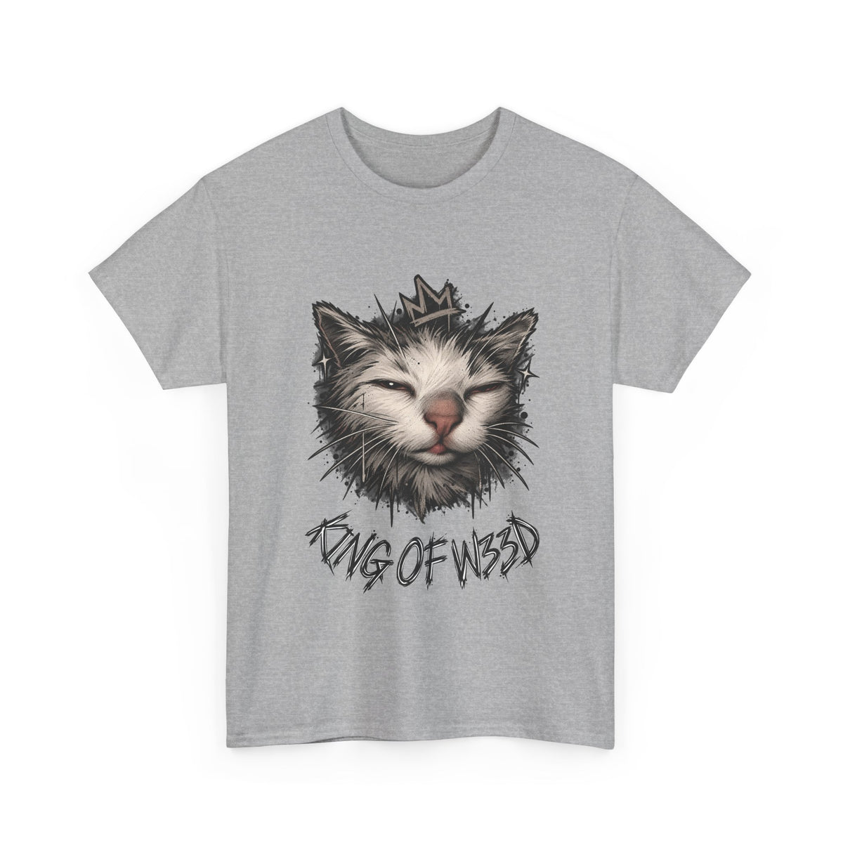 Tricou cu print „KING OF W33D." — bumbac 100%, unisex