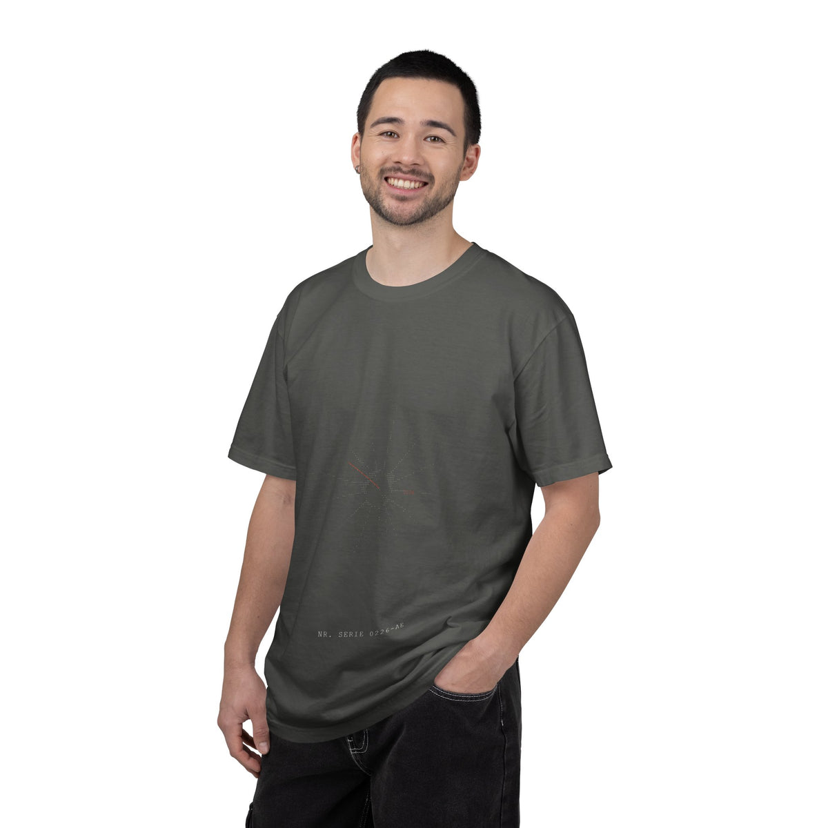 Tricou cu print pe spate „AIA E." — bumbac greu, garment-dyed