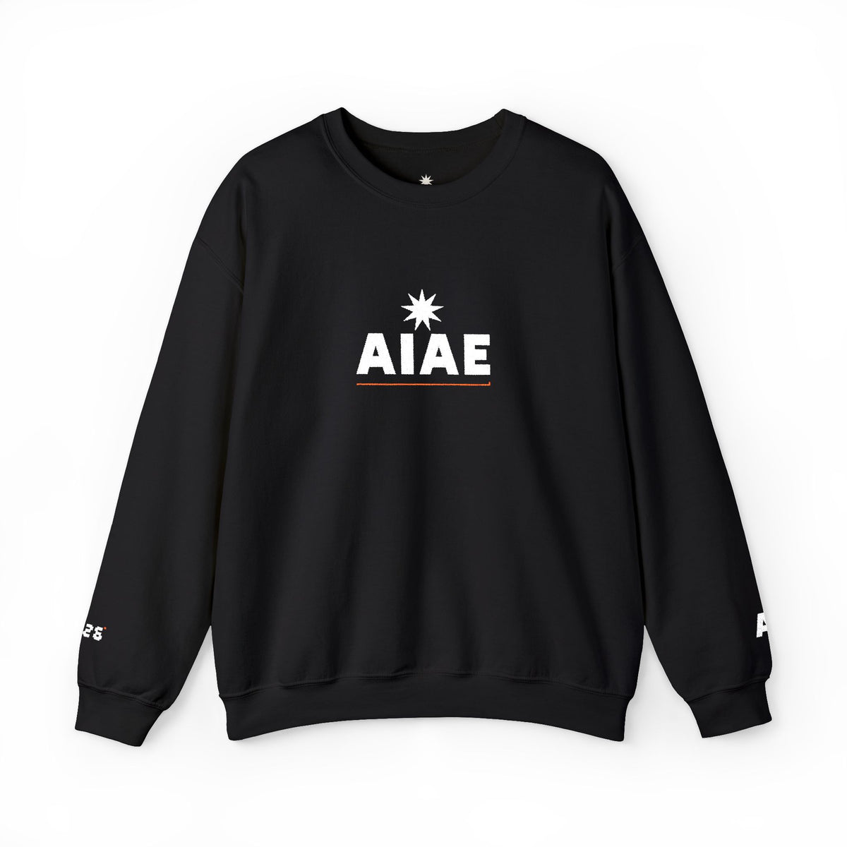 Bluză crewneck brodată AIAE — wordmark cu linie roșie