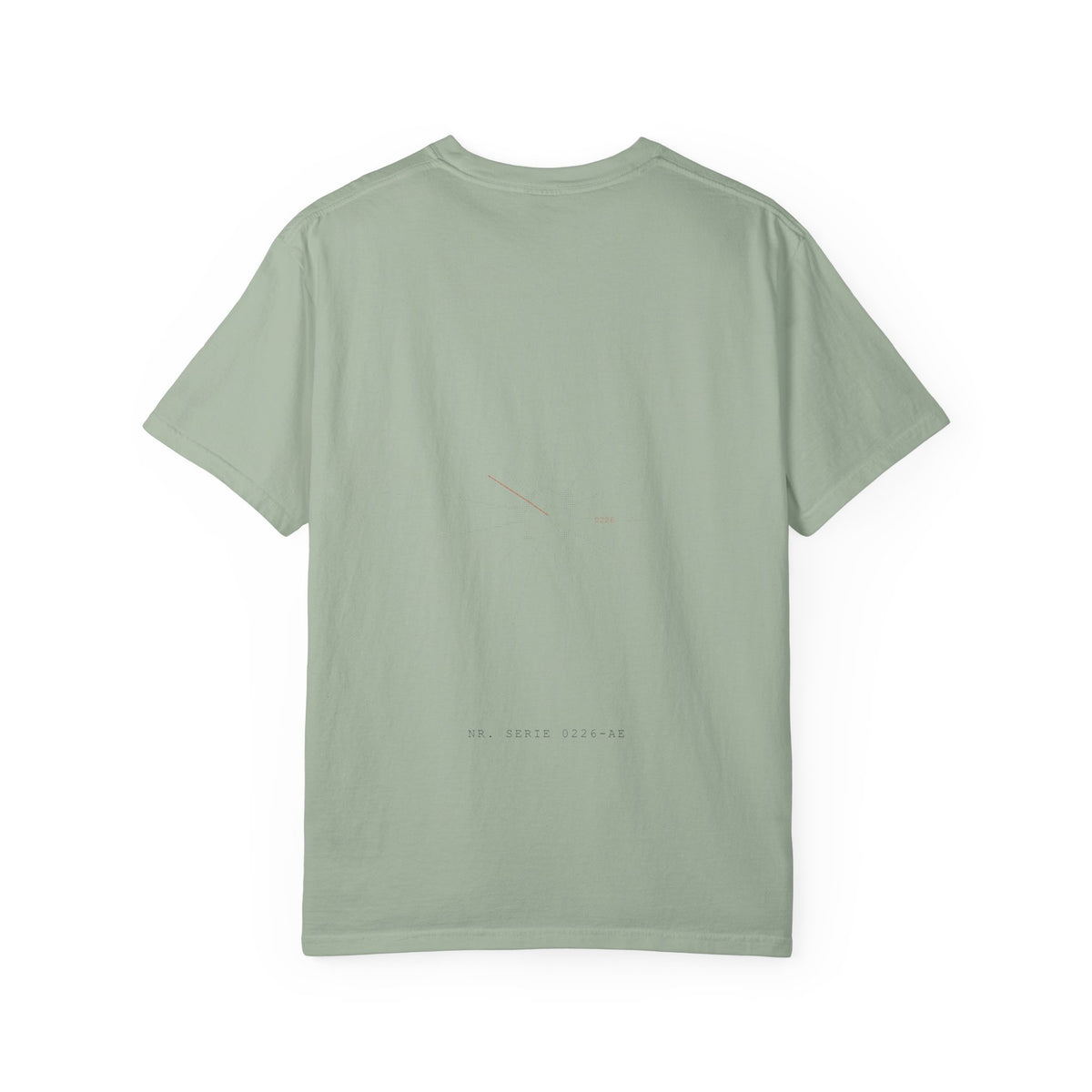 Tricou cu print pe spate „AIA E." — bumbac greu, garment-dyed
