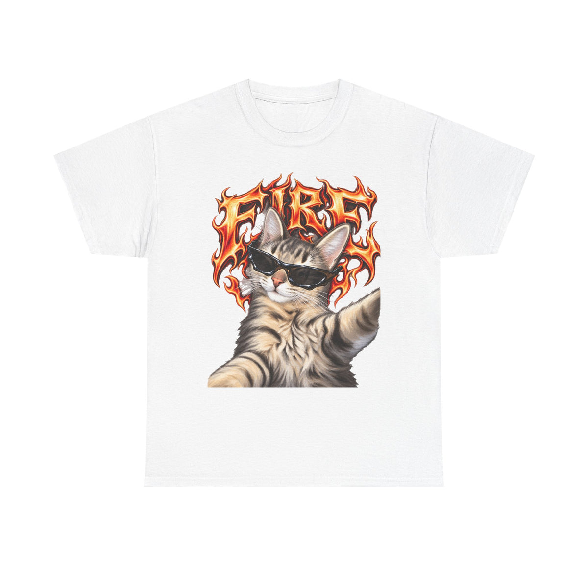 Tricou cu print „FIRE" — bumbac 100%, unisex