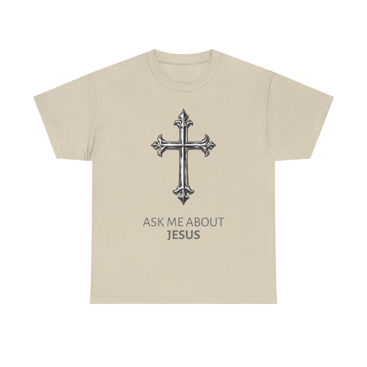 Tricou cu print „ASK ME ABOUT JESUS" — bumbac 100%, unisex