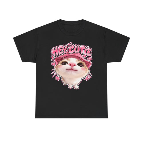 Tricou cu print „HEY CUTIE." — bumbac 100%, unisex