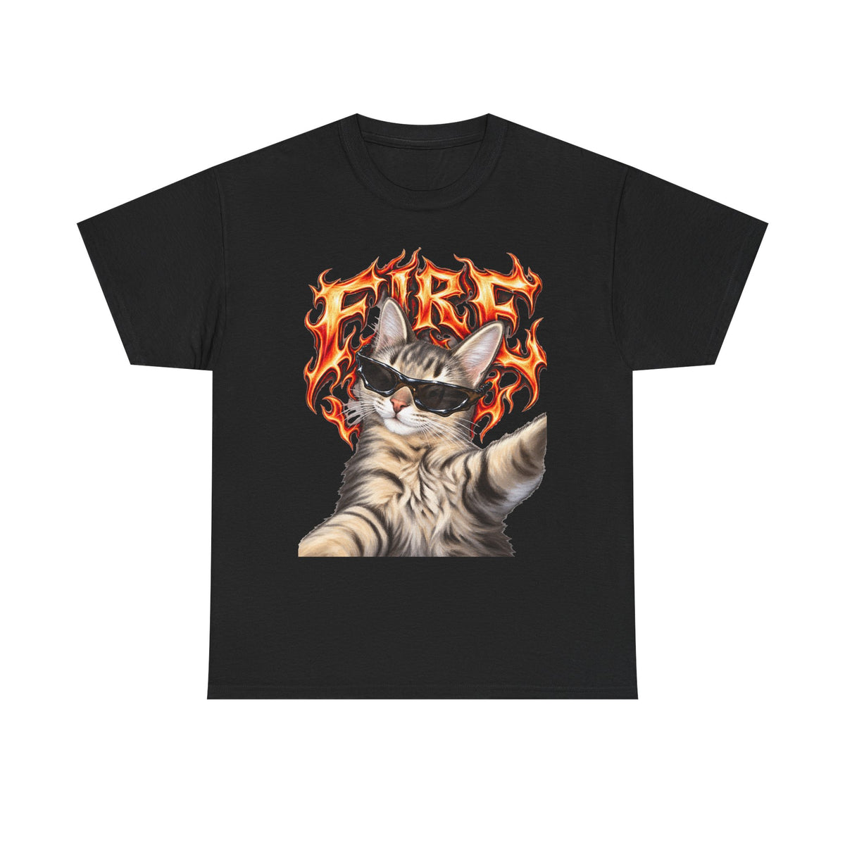 Tricou cu print „FIRE" — bumbac 100%, unisex