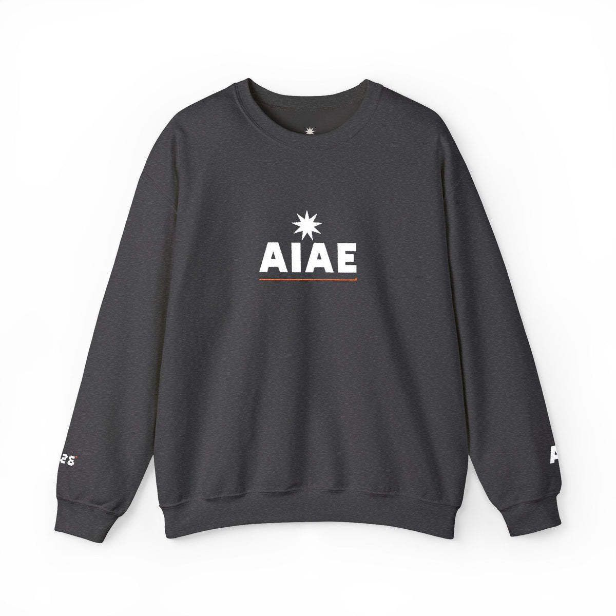 Bluză crewneck brodată AIAE — wordmark cu linie roșie