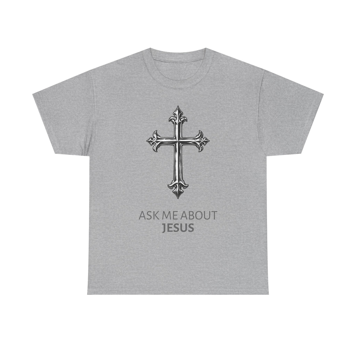 Tricou cu print „ASK ME ABOUT JESUS" — bumbac 100%, unisex