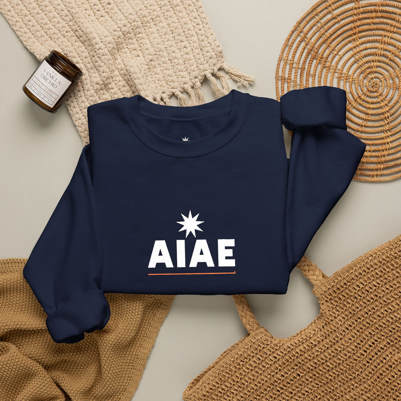 AIAE 01 — Embroidered Crewneck Minimal Wordmark