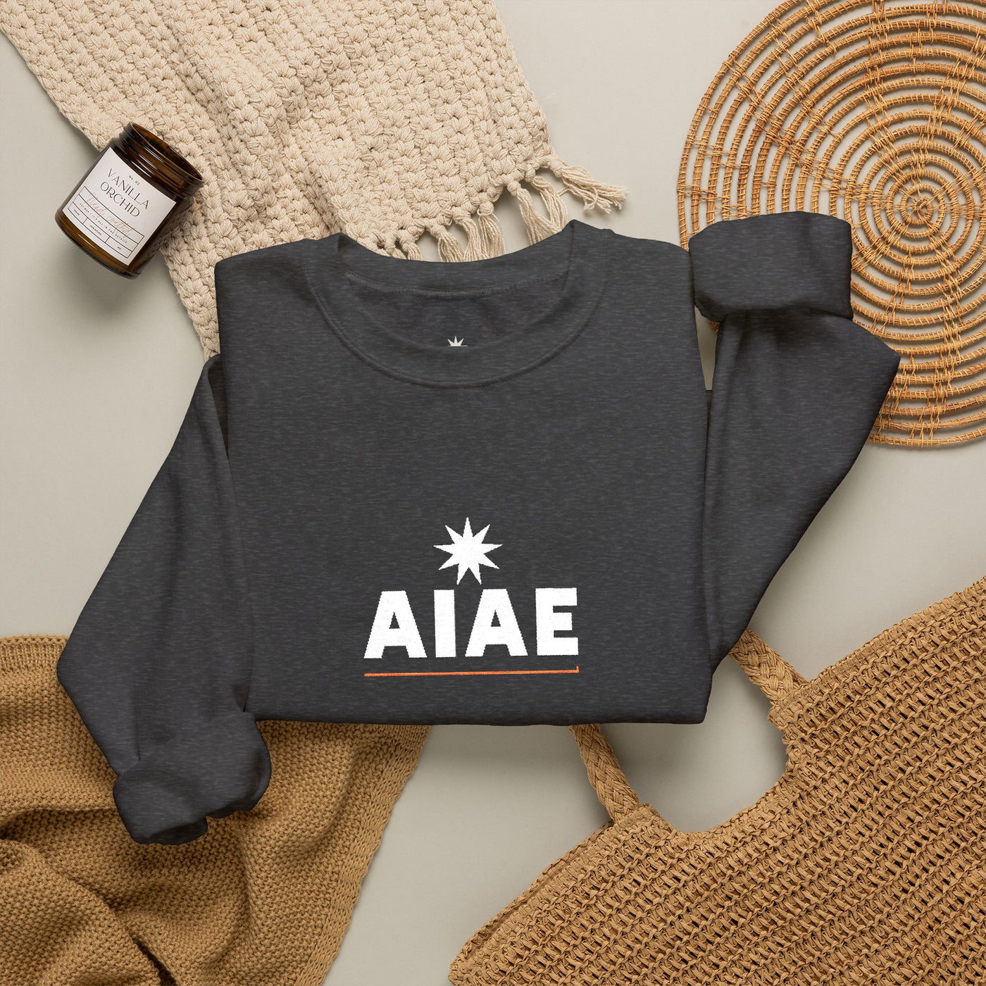 AIAE 01 — Embroidered Crewneck Minimal Wordmark