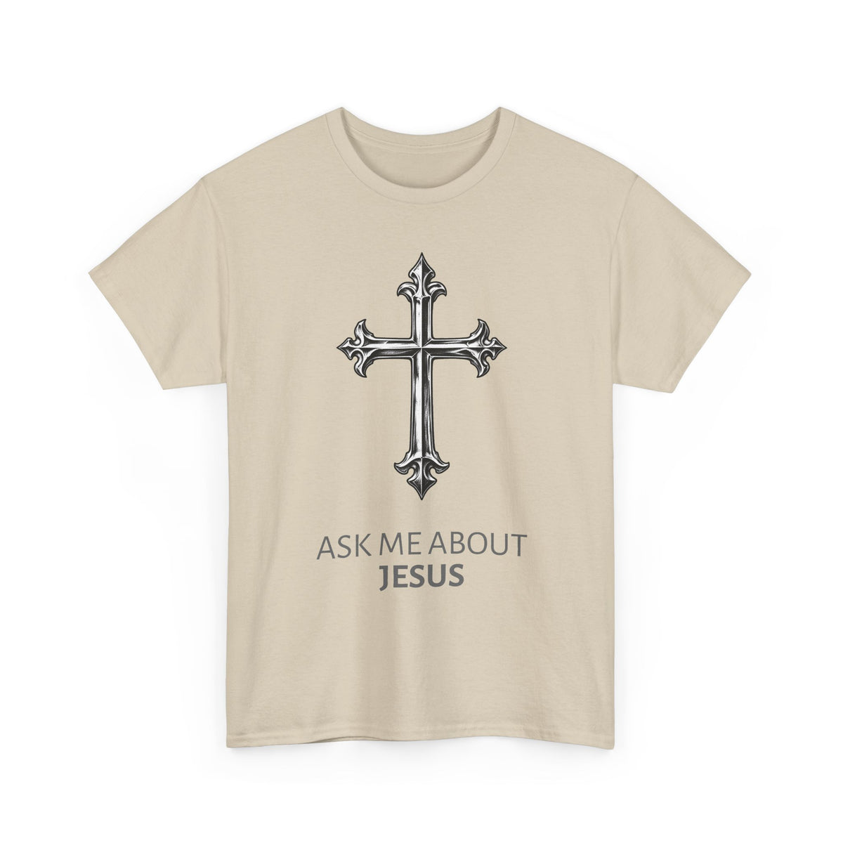 Tricou cu print „ASK ME ABOUT JESUS" — bumbac 100%, unisex