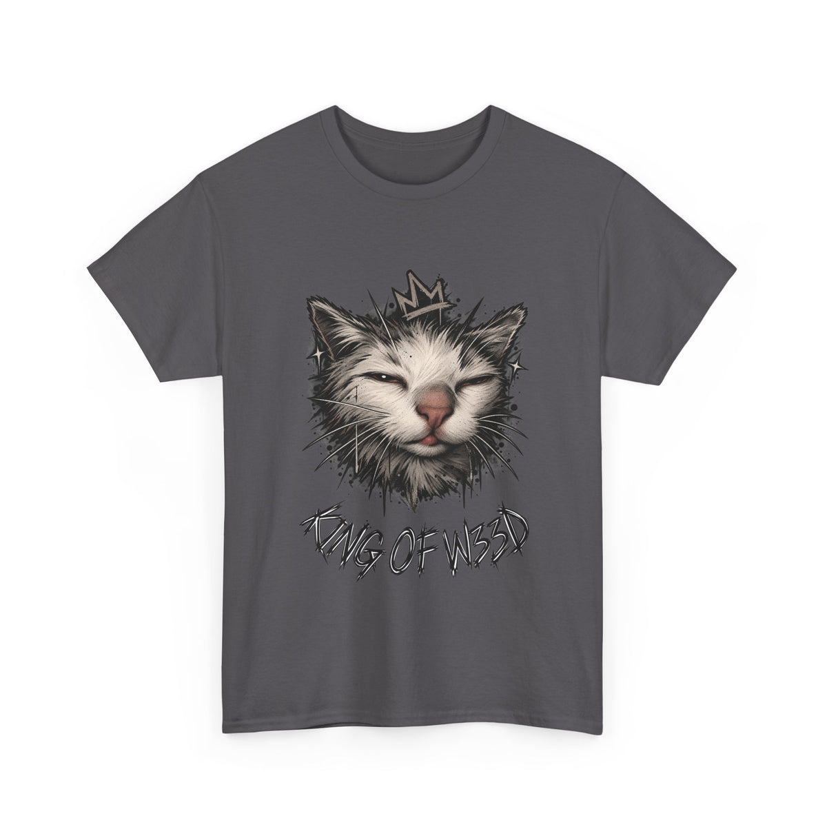 Tricou cu print „KING OF W33D." — bumbac 100%, unisex