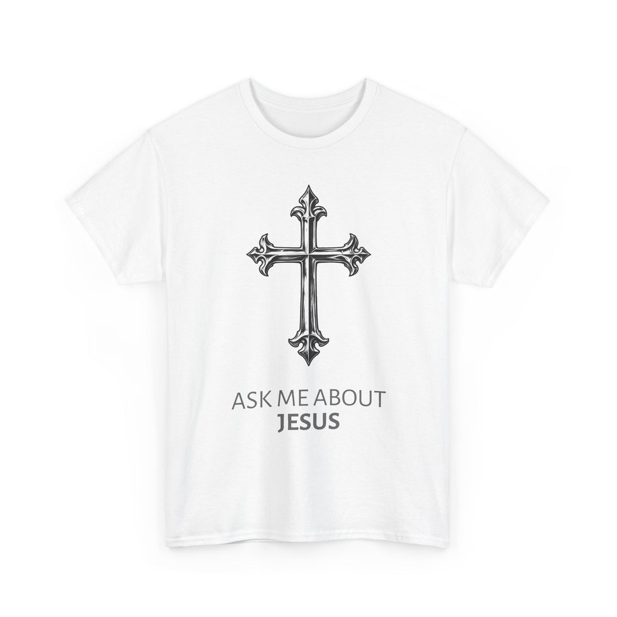 Tricou cu print „ASK ME ABOUT JESUS" — bumbac 100%, unisex